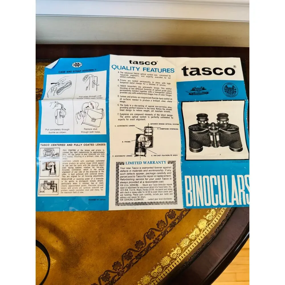 Tasco Binoculars Fully Coated 7x35mm 304 Sea Pilot 304 Case Box Instructions